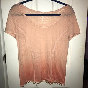 Free People Ombré Orange Short Sleeve Top